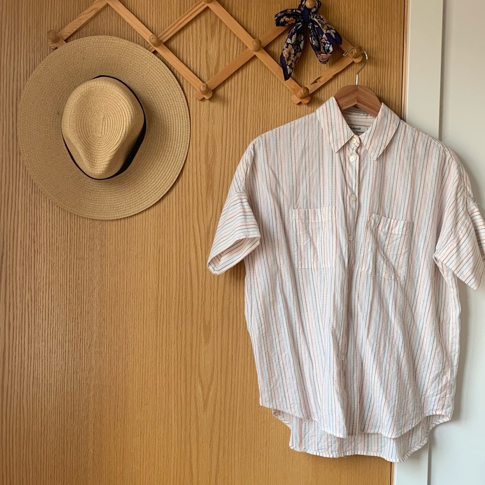 MADEWELL Courier Shirt in Stitched Rainbow Stripe